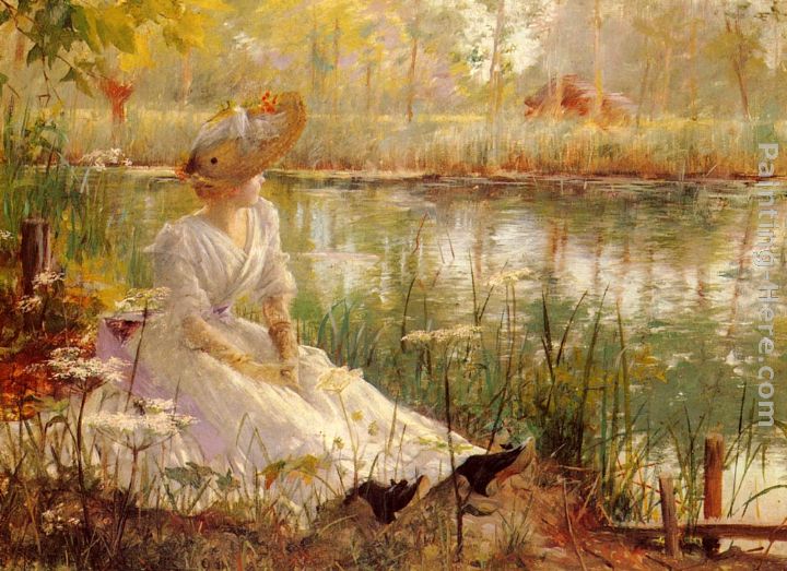 A Beauty By A River painting - Charles James Theriat A Beauty By A River art painting